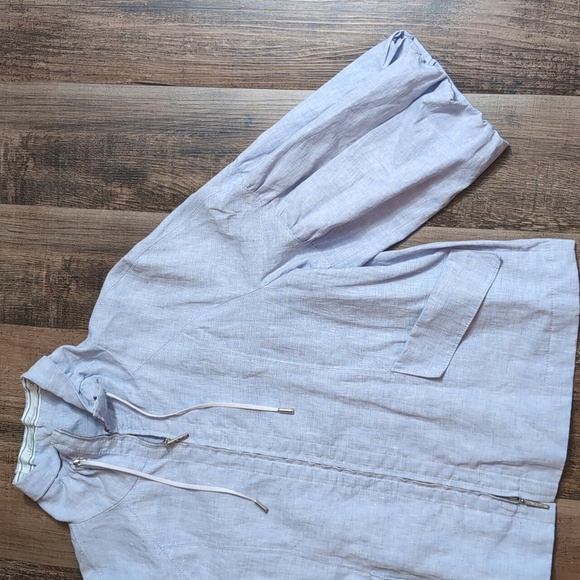 Armani Collection Linen Jacket • Swing Bubble Sleeve • Size 12 • Baby Blue - Picture 2 of 16